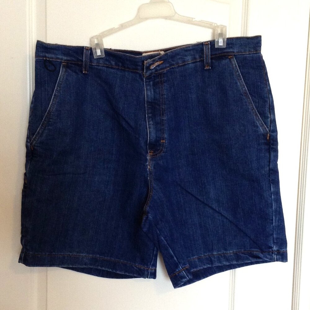 RedHead Men's Blue Denim Cargo Utility Shorts Mid Length Waist 40" Flat Front